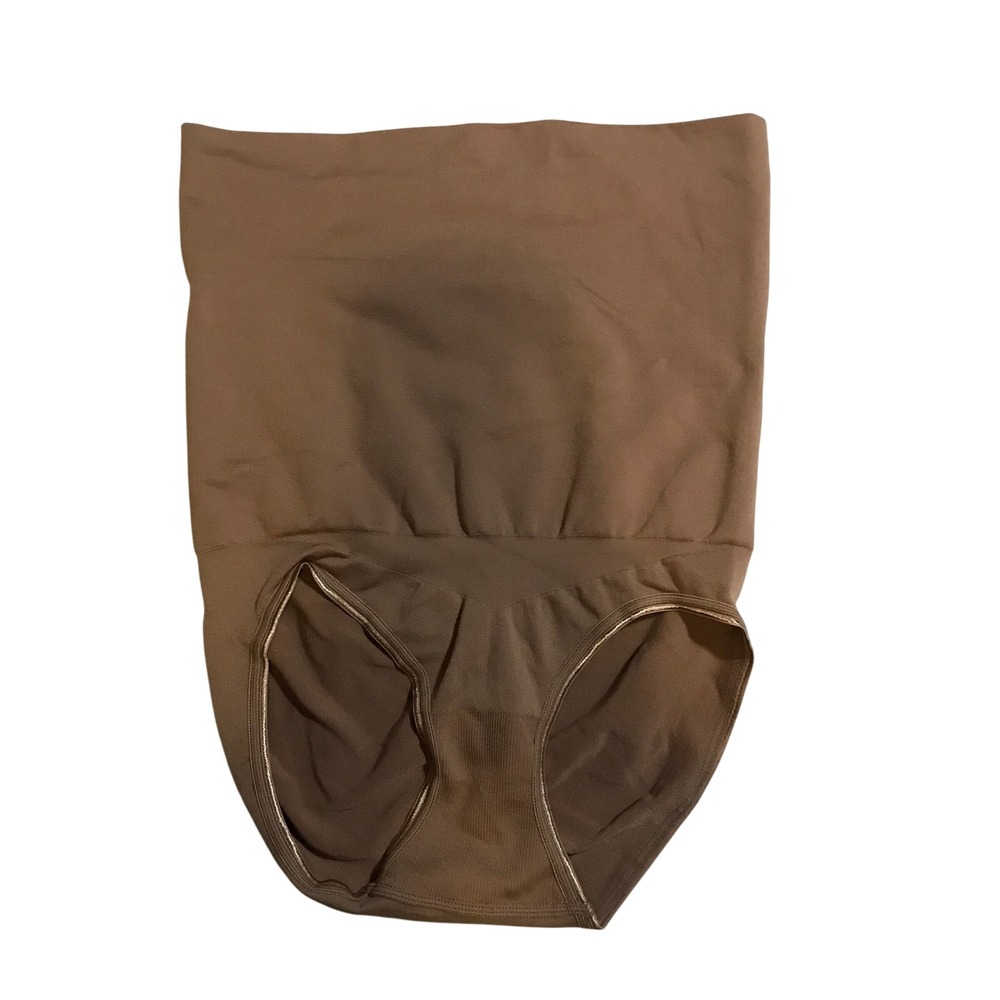 SPANX Assets High Waisted Tummy Tamer Briefs M Beige Nylon Cotton Blend